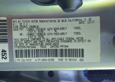2018 Toyota Tacoma Trd Sport from USA, damaged, VIN 3TMBZ5DN5JM012662